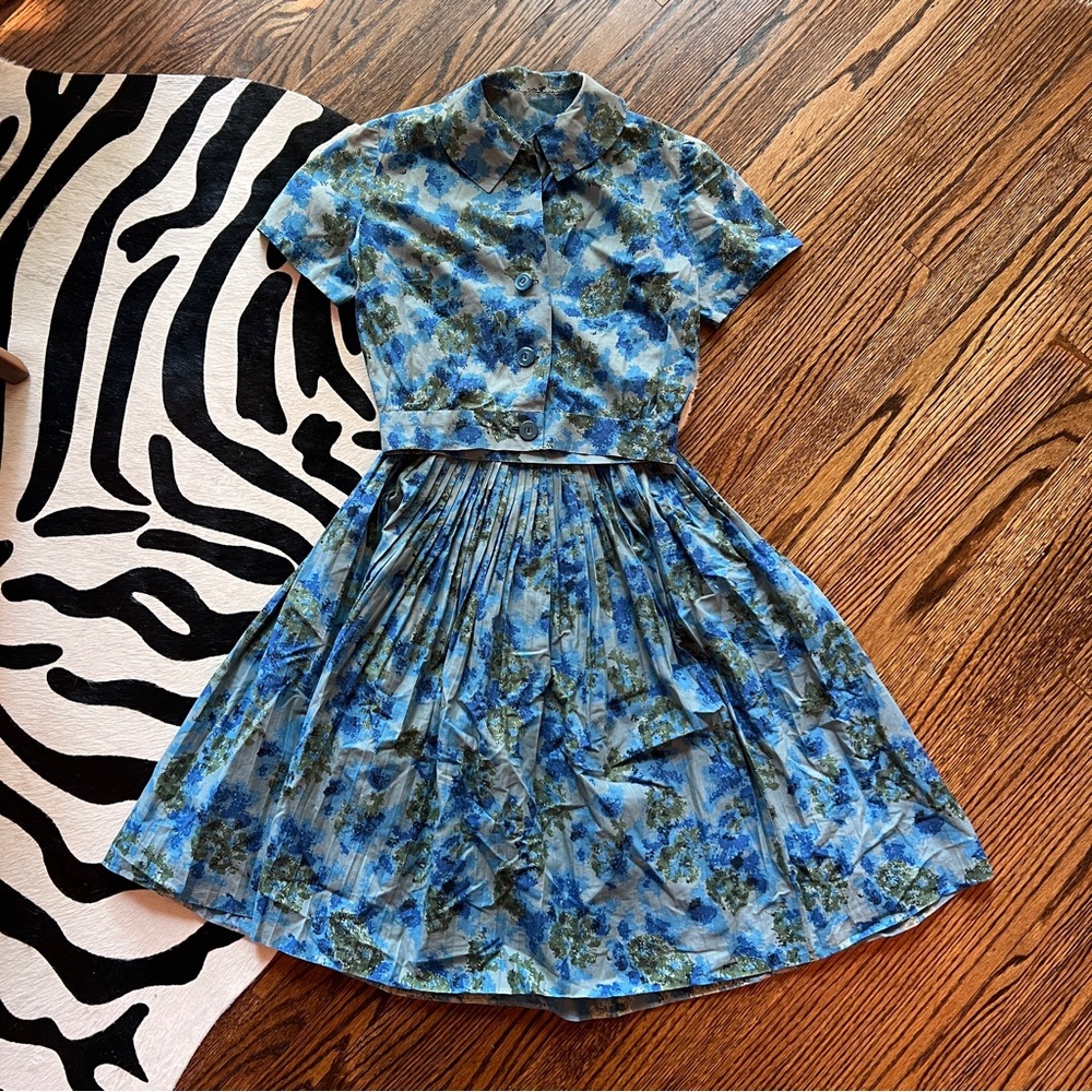 Handmade Vintage 1950s Two Piece Skirt & Top Set